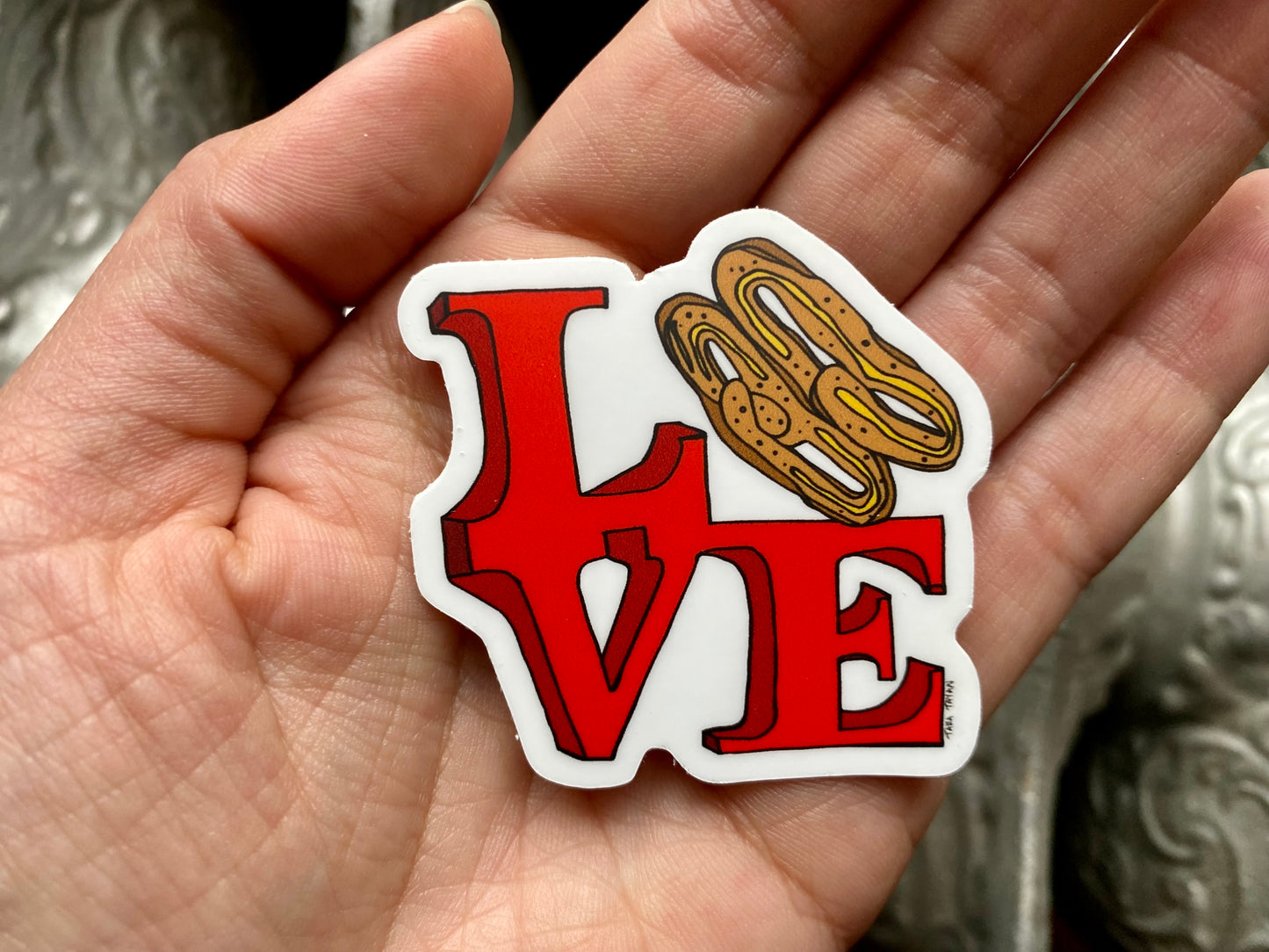 LOVE Sign Pretzel Sticker